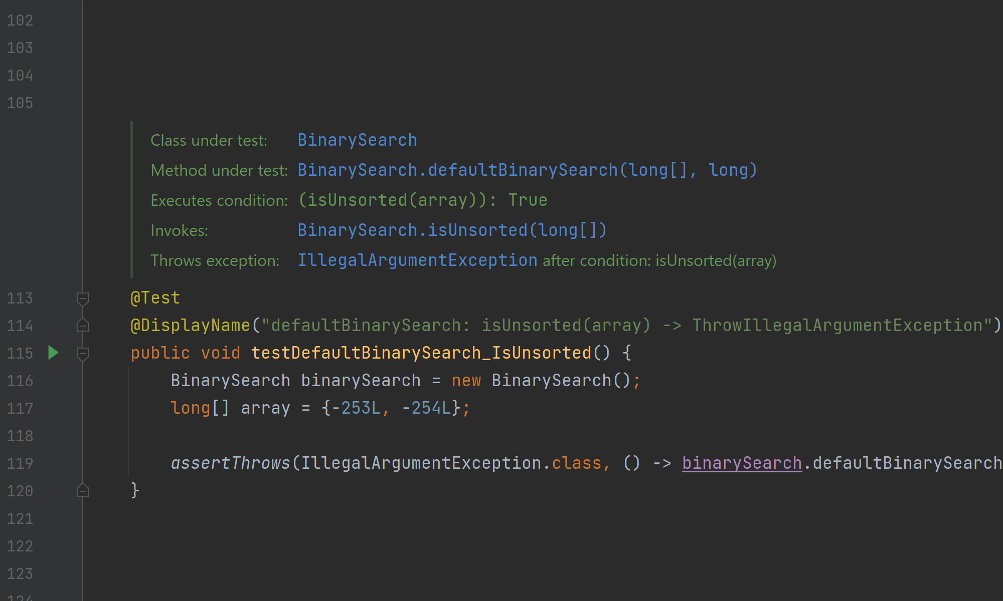 Human readable tests example